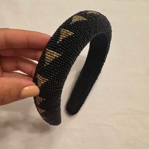 Beaded Black and Gold Padded Headband